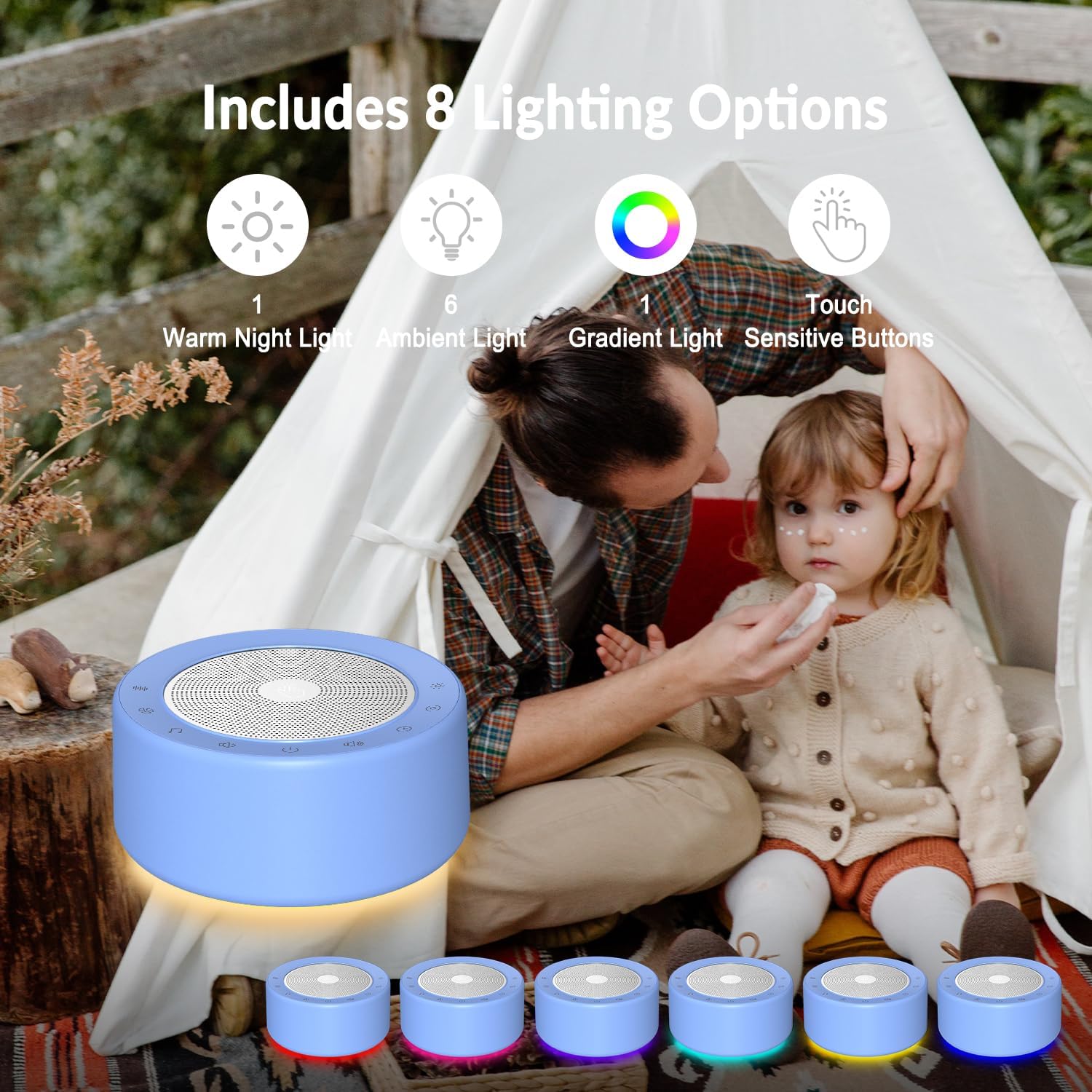 Baby Nursery Lamp with Sound Machine - 7 Color Changing Night Light, 30 Soothing Sounds & White Noise for Infants & Adults | Timer, Touch Control, Memory Function, Plug-in | Perfect for Bedtime, Nursery Room & Relaxation