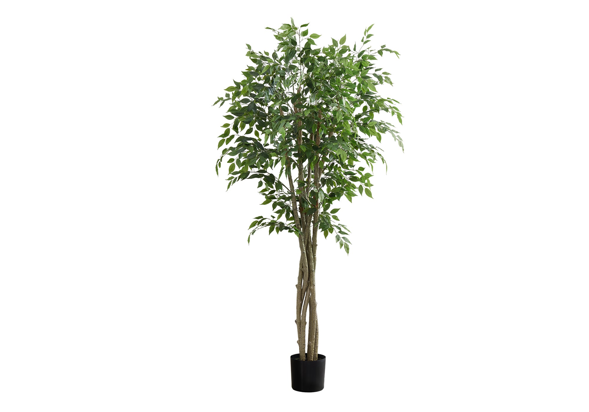 79 Inch Tall Artificial Ficus Tree with Real Touch Green Leaves - Potted Indoor Floor Plant for Home, Office Decor, Living Room, Bedroom & Commercial Spaces