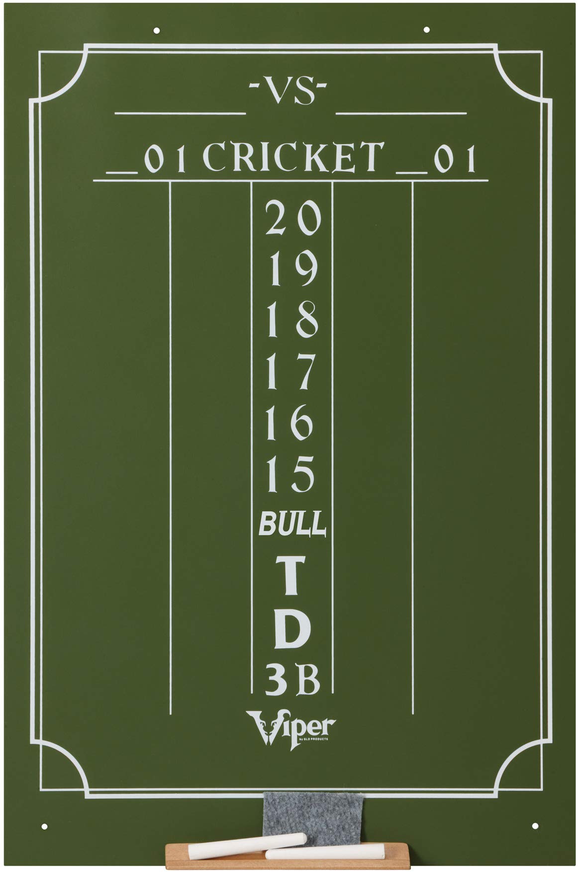 Viper Chalk Scoreboard for Cricket & 01 Dart Games - Green Chalkboard Style Score Keeper - Perfect for Pubs, Game Rooms & Home Entertainment