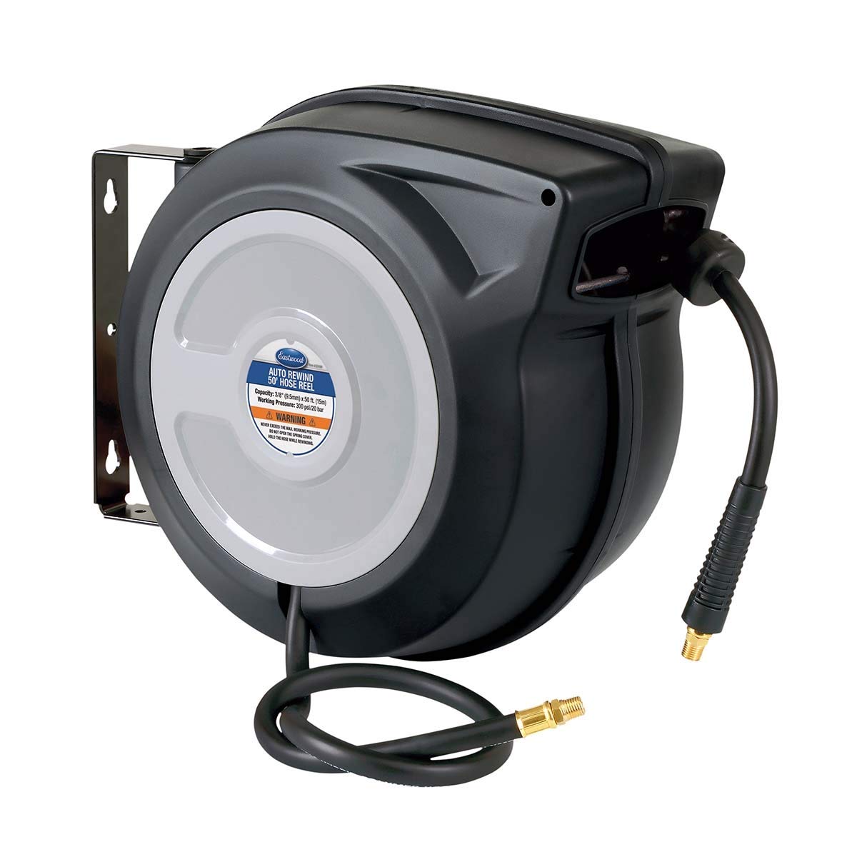 Eastwood 50ft Air Hose Reel with Hybrid Flex Polymer Hose - Heavy Duty Retractable Air Compressor Hose for Garage, Workshop & Automotive Use