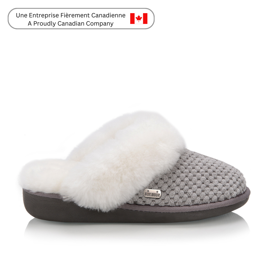 Alexa Women's Fuzzy House Slippers - Soft Indoor/Outdoor Comfort Shoes for Women, Grey - Perfect for Home, Lounge & Quick Errands
