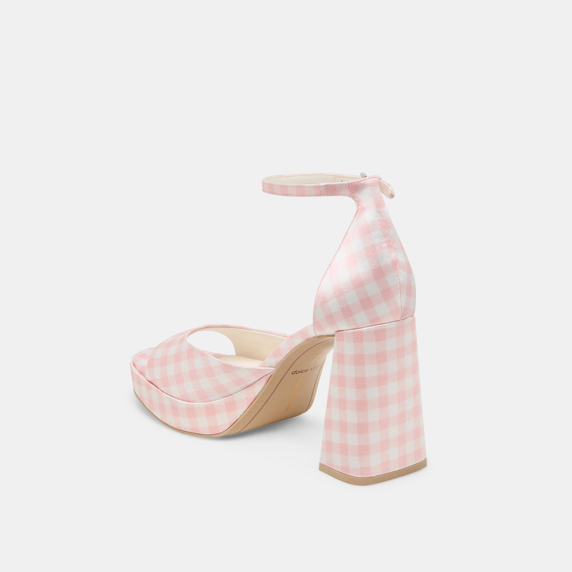 PANDRO X BYRDIE Women's Golf Wide Heels - Pink Plaid Gingham Pattern Comfortable Shoes for Women | Perfect for Golf, Weddings, and Casual Outings