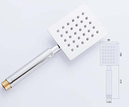 INDOROX Ultra Slim Square Hand Shower with 1.5m Hose & Wall Mount - Modern Silver Bathroom Showerhead for Small Spaces & RV Use