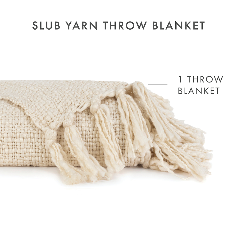 Soft Slub Yarn Throw Blanket - Cozy Knit Blanket for Couch, Bed & Sofa - Perfect for Winter Nights, Movie Time and Home Decor