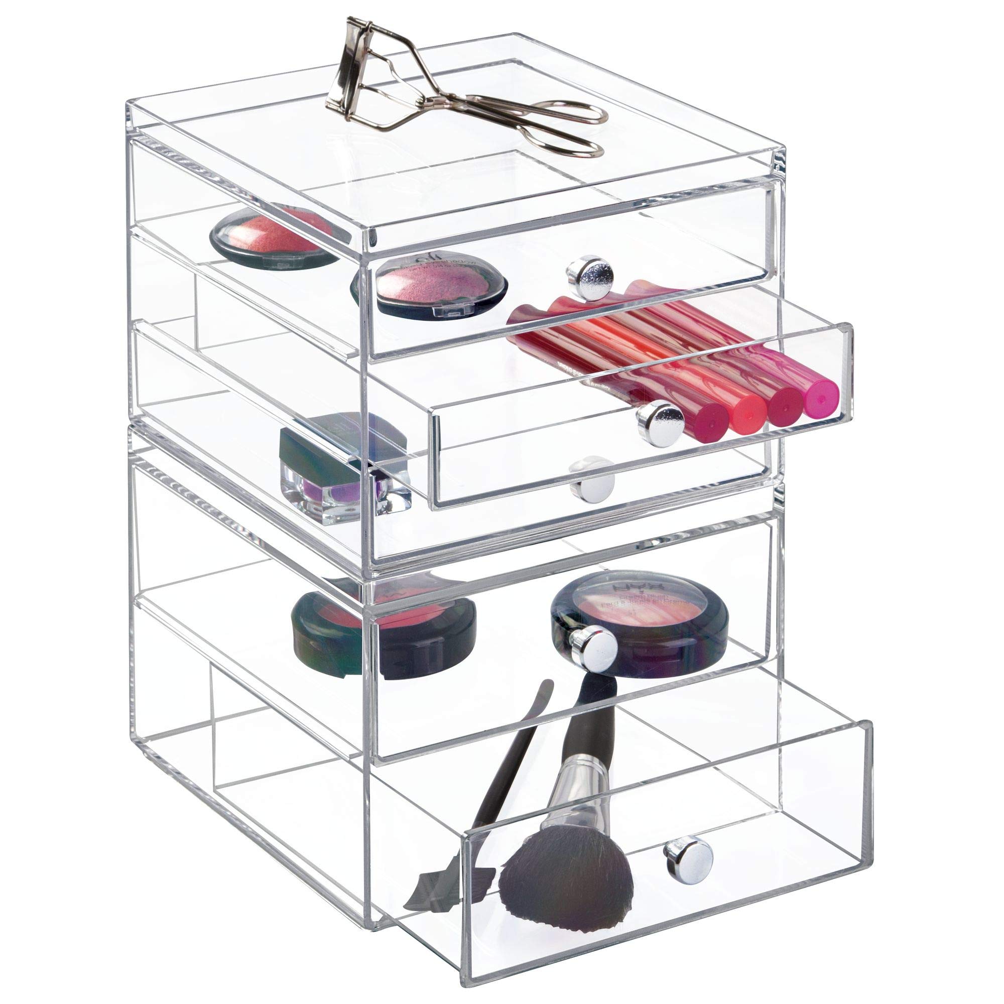 iDesign 3-Tier Plastic Vanity Organizer - Slim Cosmetic Storage Drawers for Makeup, Hair Care & Dental Supplies - Compact Bathroom, Dorm & Desk Organizer (6.5