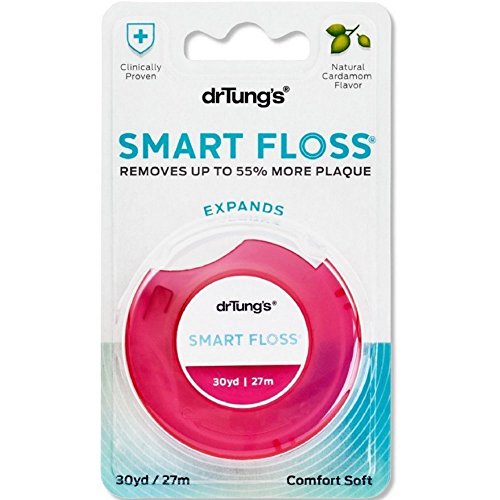 DrTung's Smart Floss - Natural Expanding Dental Floss | PTFE & PFAS Free, BPA Free, Gentle on Gums | Cardamom Flavor (12 Pack) | Perfect for Travel, Sensitive Teeth & Eco-Friendly Oral Care