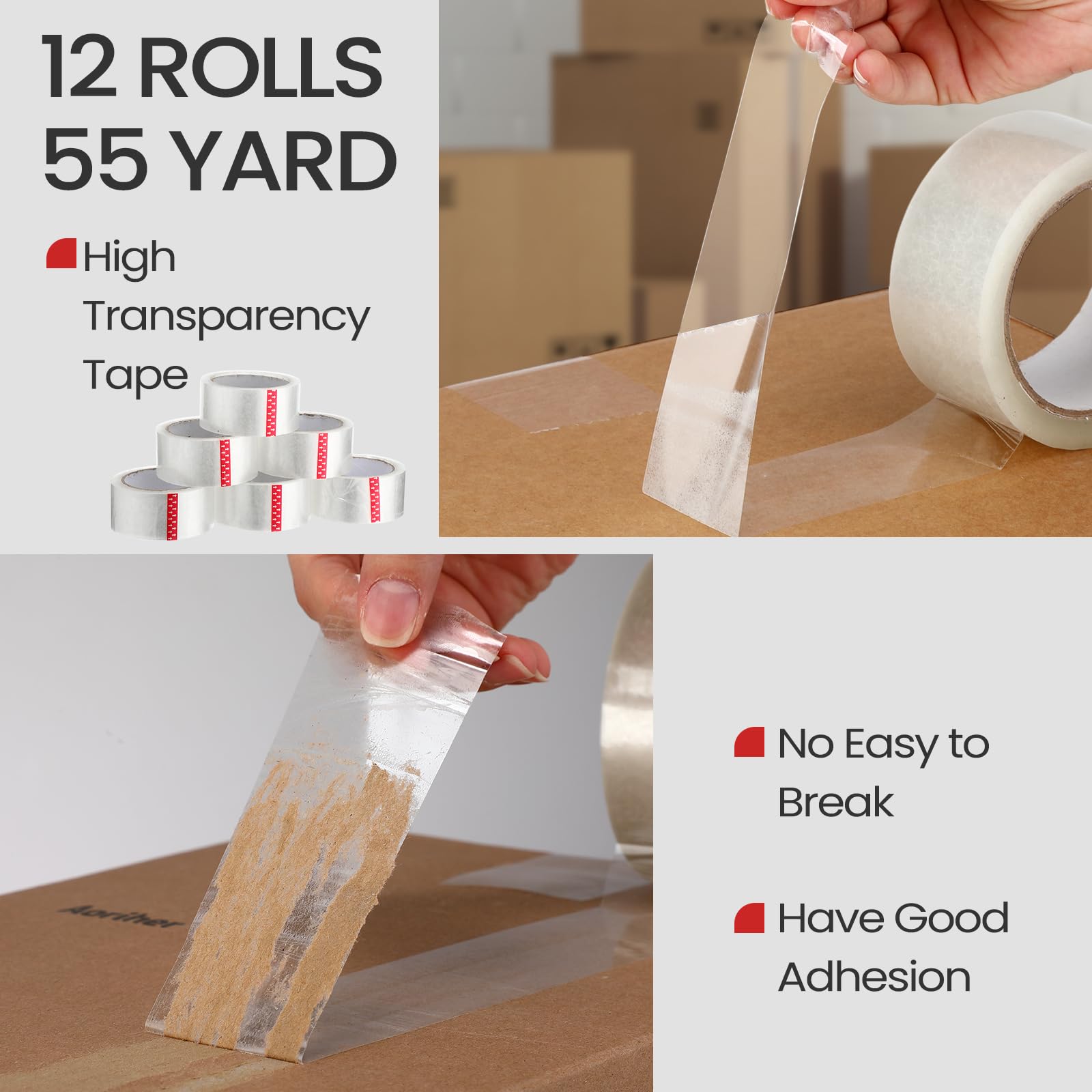 2 Pack Heavy Duty Packing Tape Dispenser Gun with 12 Rolls 2
