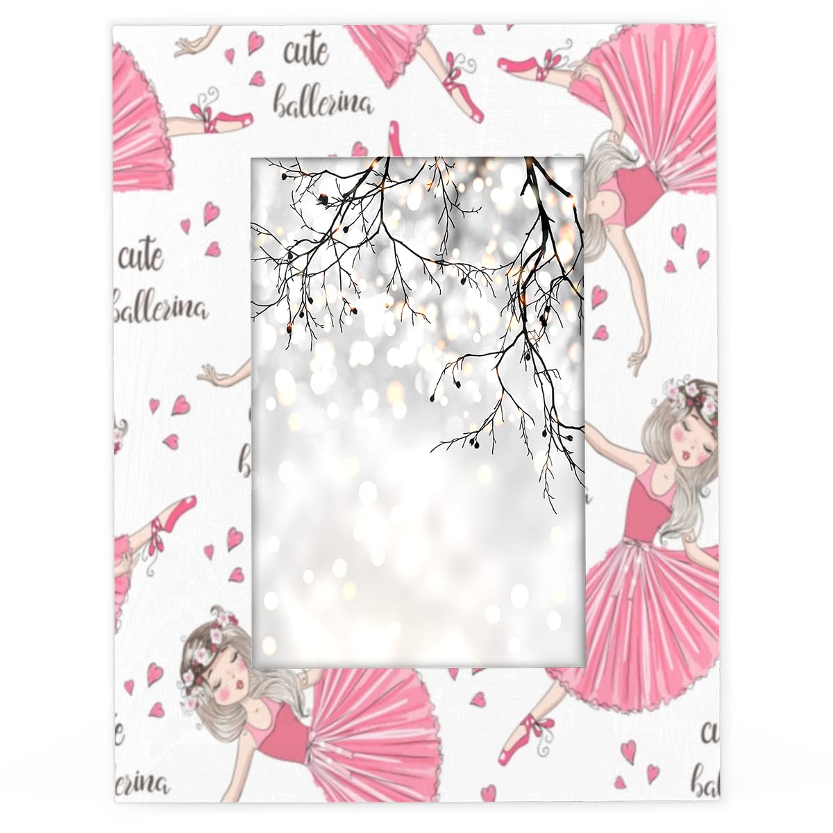 Elegant Ballet Dancer 5x7 Picture Frame - Heart-Shaped Ballerina Photo Frame for Wall Mounting or Tabletop Display - Perfect for Bedroom, Nursery & Dance Studio Decor - Wall Gallery Frames for Ballet Memories & Gift Ideas