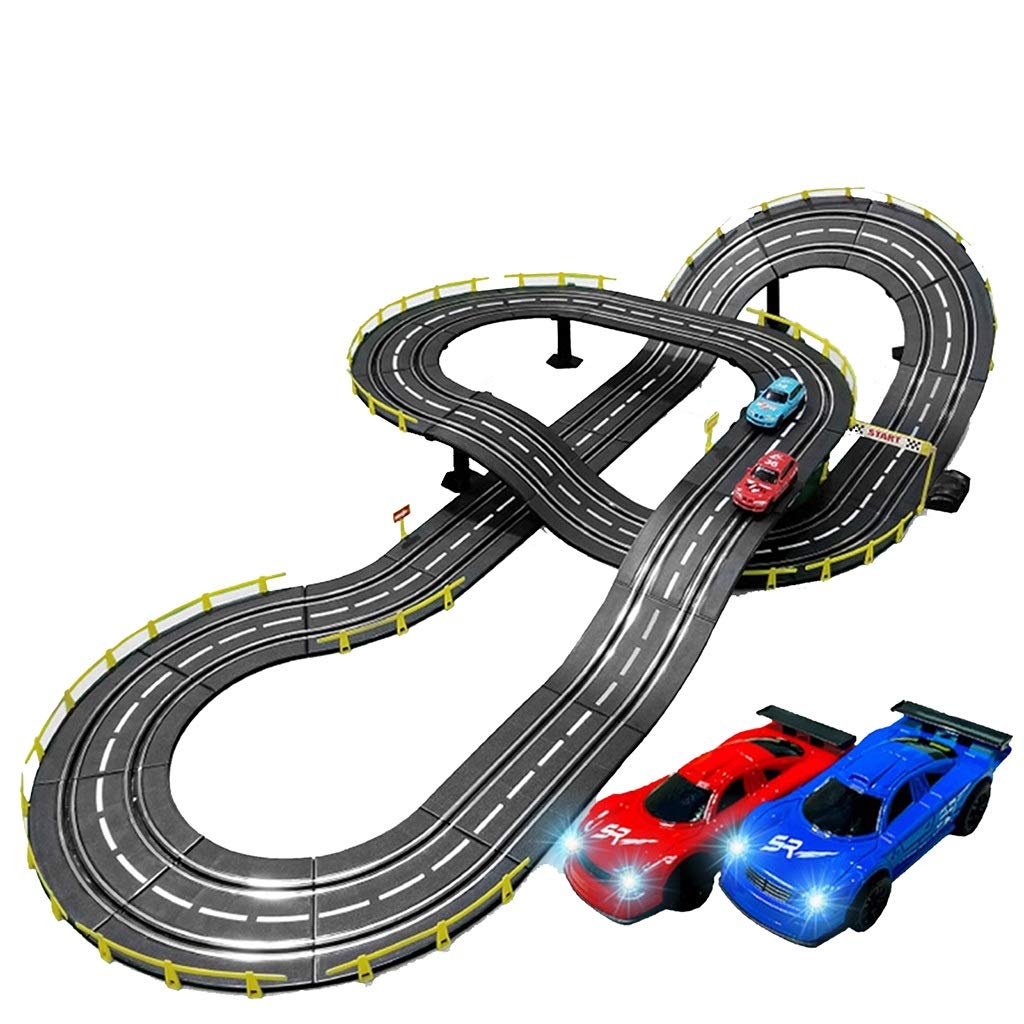 ZKW-Track 5M Two-Person Racing Track Set - 1:43 Scale Model Electric & Manual Control Stitching Track Cars - Educational Building Blocks Toy for Kids - Perfect Christmas Birthday Gift for Racing Enthusiasts (Ideal for Family Game Nights & STEM Learning Activities)