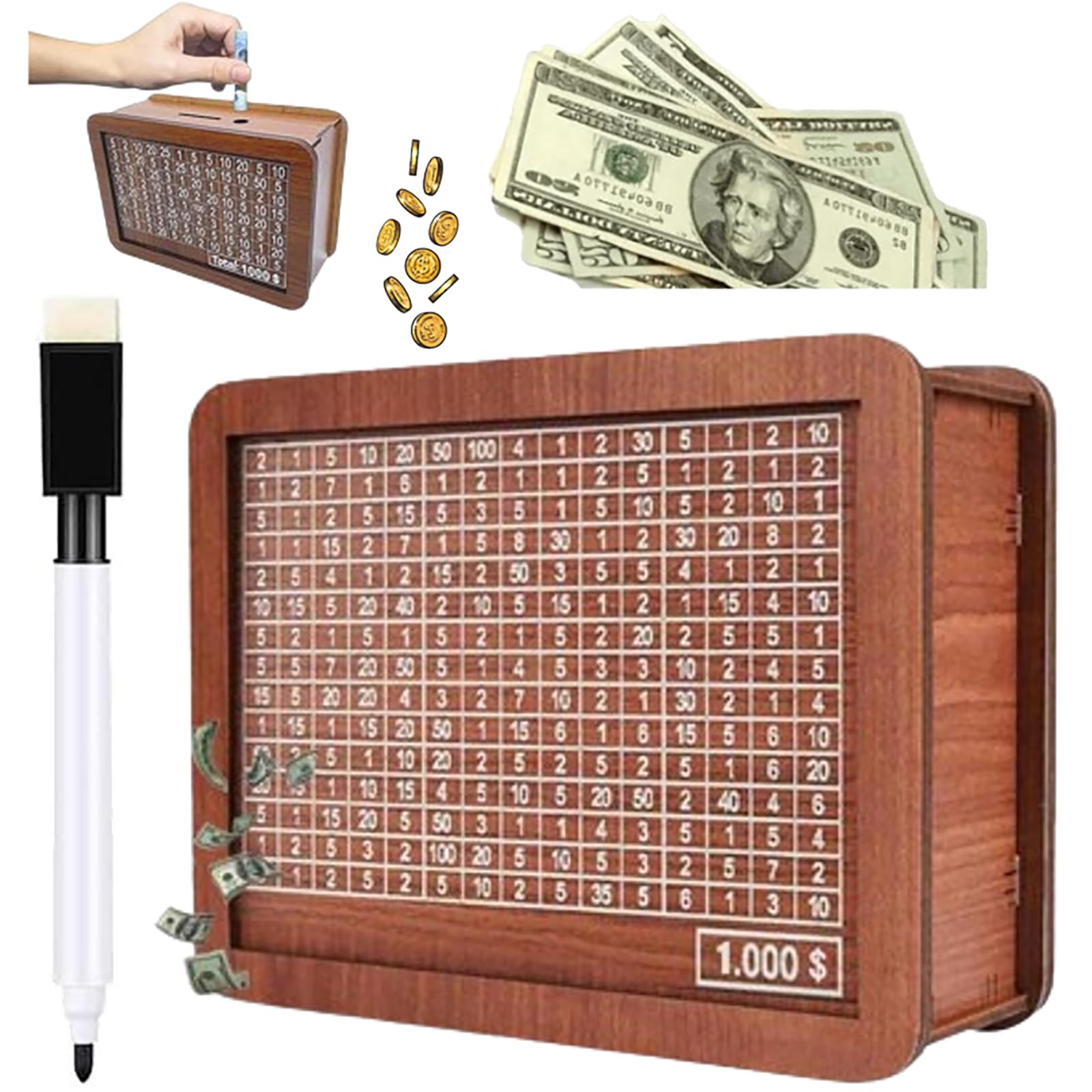 2024 Upgraded Wooden Money Saving Box with Counter - Retro Style Handmade Cash Vault Piggy Bank for Kids & Adults (10,000 Capacity) - Perfect for Home Savings, Birthday Gifts, and Financial Goal Tracking