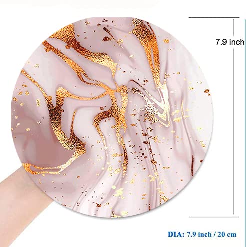 Elegant Marble Mouse Pad with Non-Slip Rubber Base - Round Rose Gold Wireless Mouse Mat for Laptop & Office - Portable Custom Small Mousepad with Stylish Designs for Home, Work & Gaming Setups