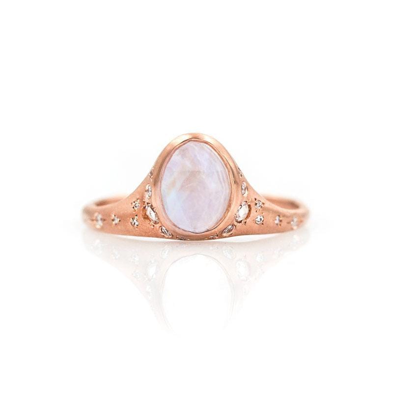 Moonstone Ring for Women - Genuine Moonstone Jewelry with Sterling Silver Band - Perfect for Everyday Wear, Gift Giving & Spiritual Healing