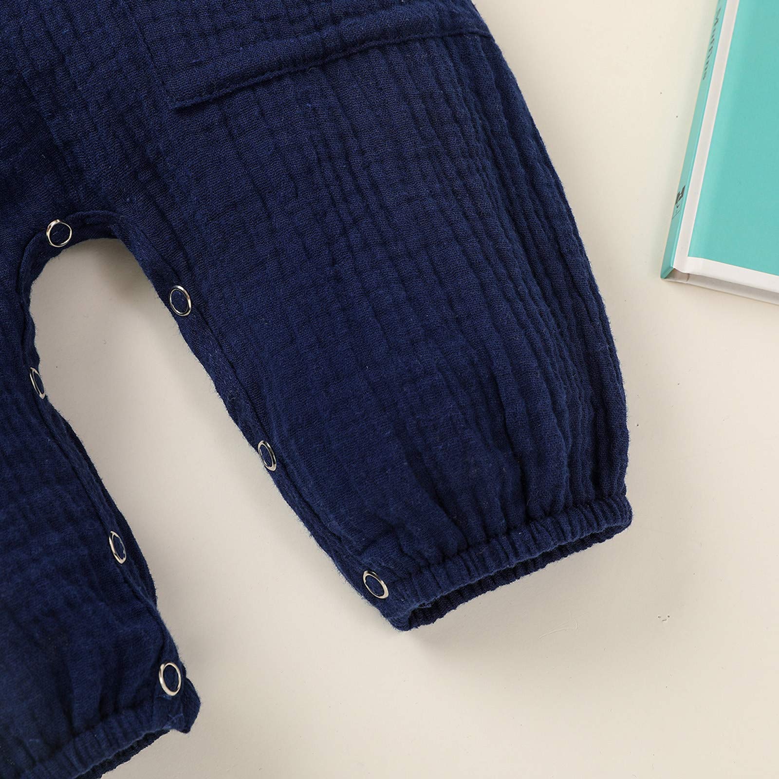 Breathable Linen Cotton Romper Jumpsuit for Newborn Baby Boys & Girls - Summer Outfits with Pockets | Perfect for Playdates, Beach Trips & Family Photos