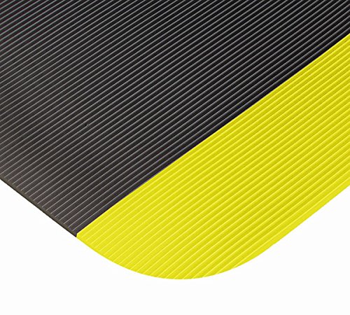 Double Duty Switchboard Anti-Fatigue Comfort Mat with Black & Yellow Safety Border - 3' x 5' Non-Slip Floor Mat for Standing Workstations, Kitchens, and Industrial Areas