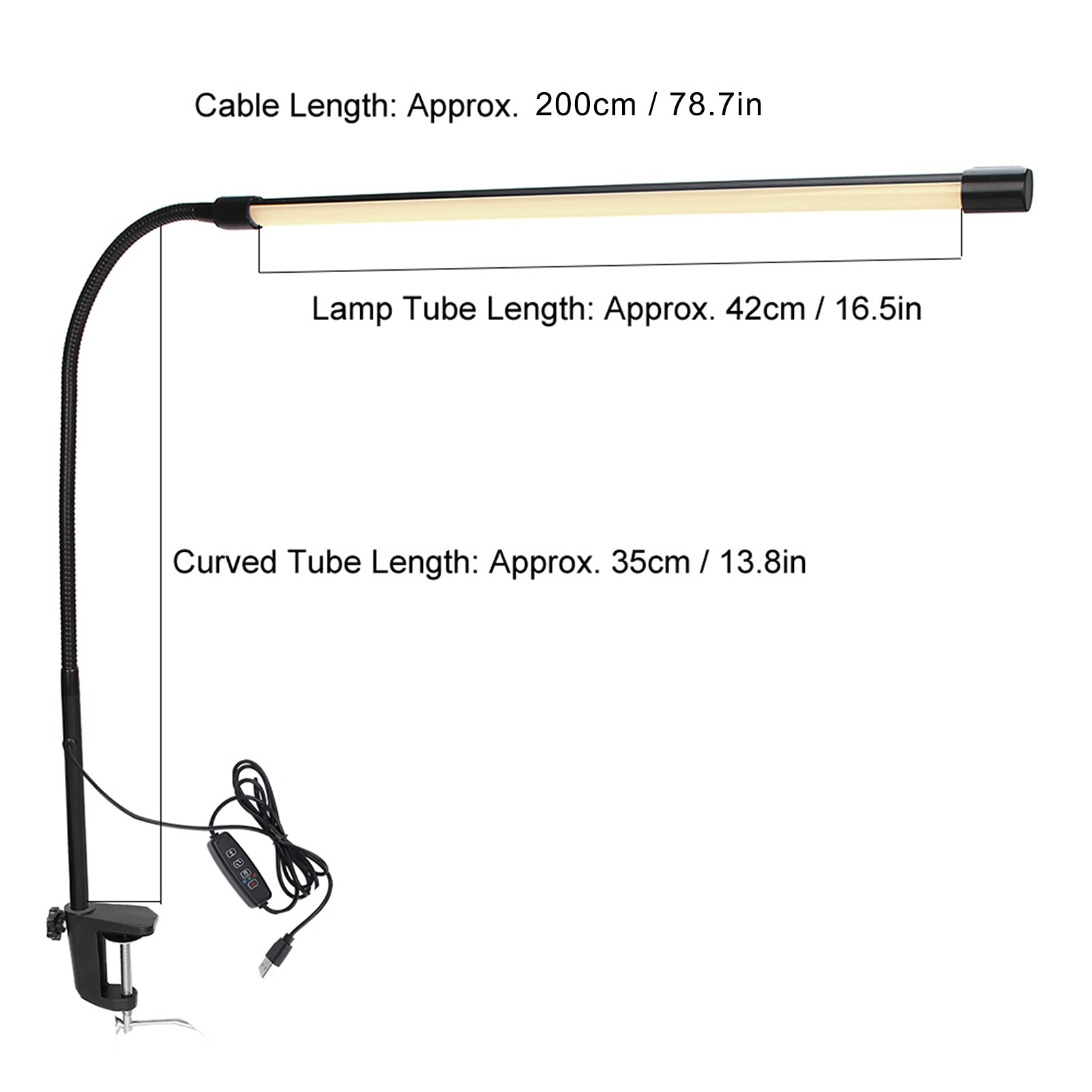EXCLUZO Long Arm Desk Lamp with Multi-Angle Adjustment & Dimmable Light - 360° Flexible Bendable for Nail Art, Eyelash Extensions, Makeup, Reading & Office Work