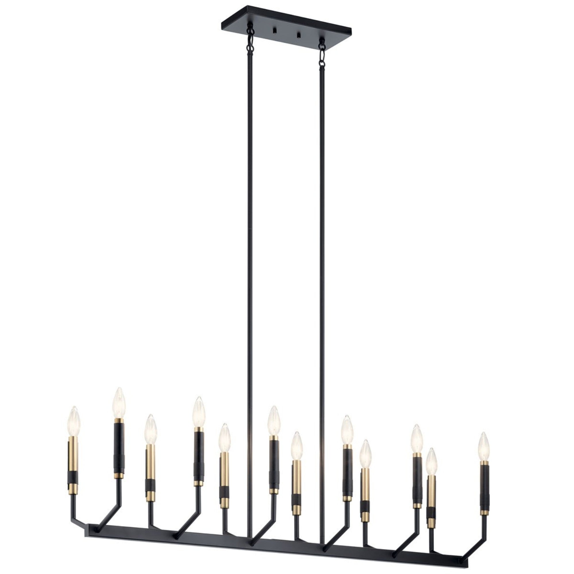 Armand 42-Inch 12-Light Linear Chandelier - Modern LED Crystal Pendant Light Fixture for Dining Room, Kitchen Island & Living Room
