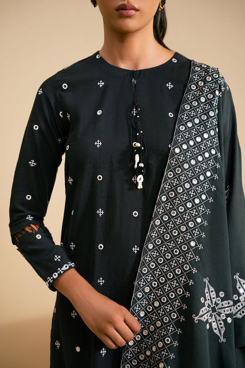 Monochrome Haze 2-Piece Set (Shirt & Dupatta) - Stylish Ethnic Outfit for Women | Perfect for Festivals, Weddings & Special Occasions
