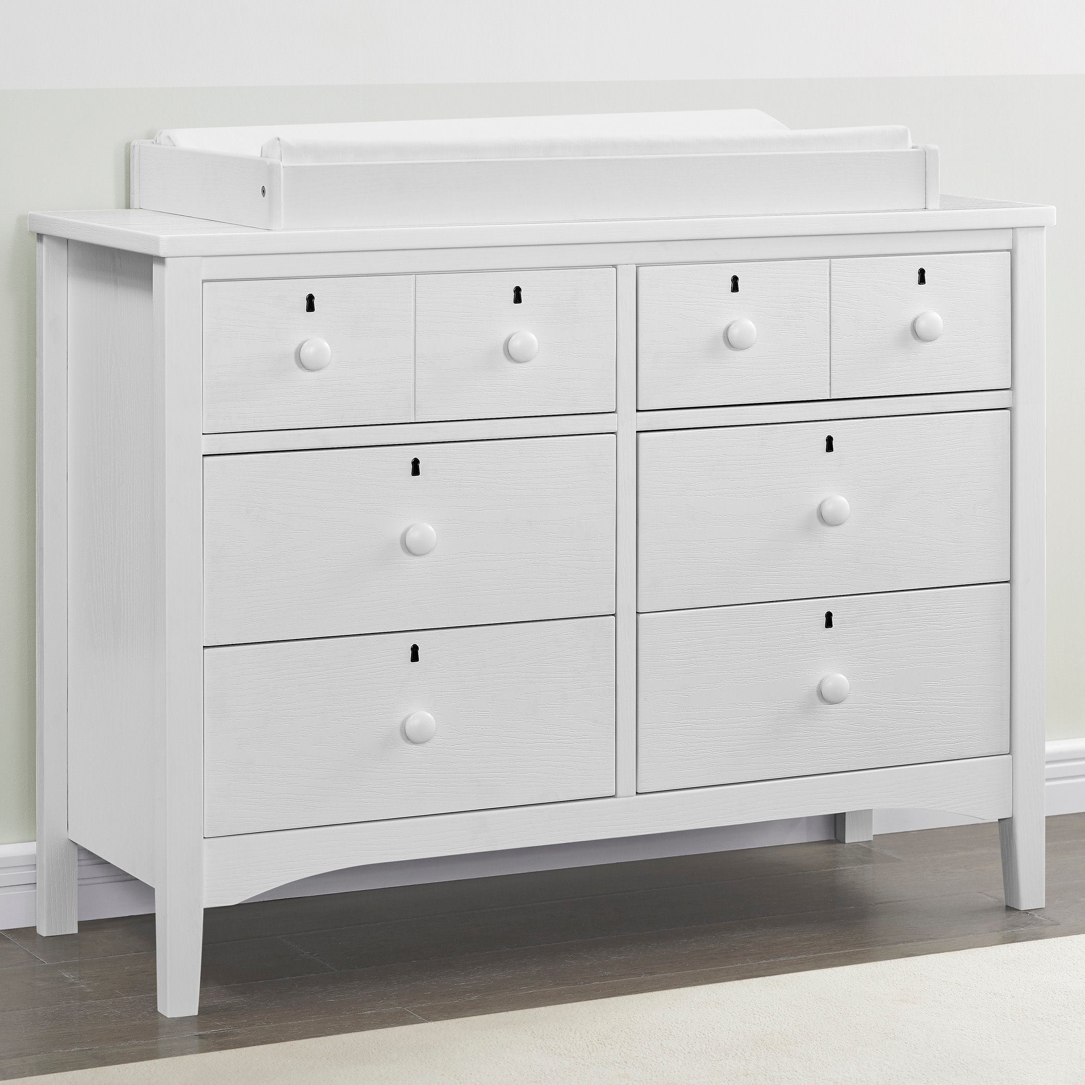 Farmhouse 6-Drawer Dresser with Interlocking Drawers - Solid Wood Bedroom Storage Organizer for Clothes, Linens & Accessories - Perfect for Master Bedroom, Guest Room or Nursery