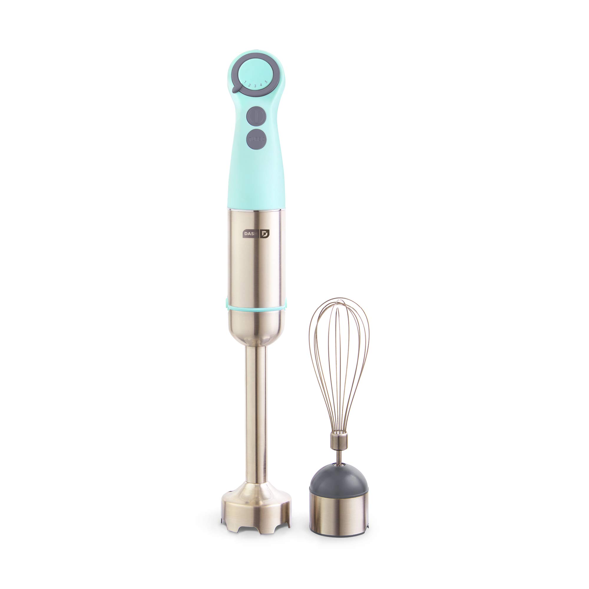 Dash Chef Series 5-Speed Immersion Hand Blender with Stainless Steel Blades & Whisk Attachment - Aqua | Perfect for Smoothies, Soups, Sauces & Baking Recipes
