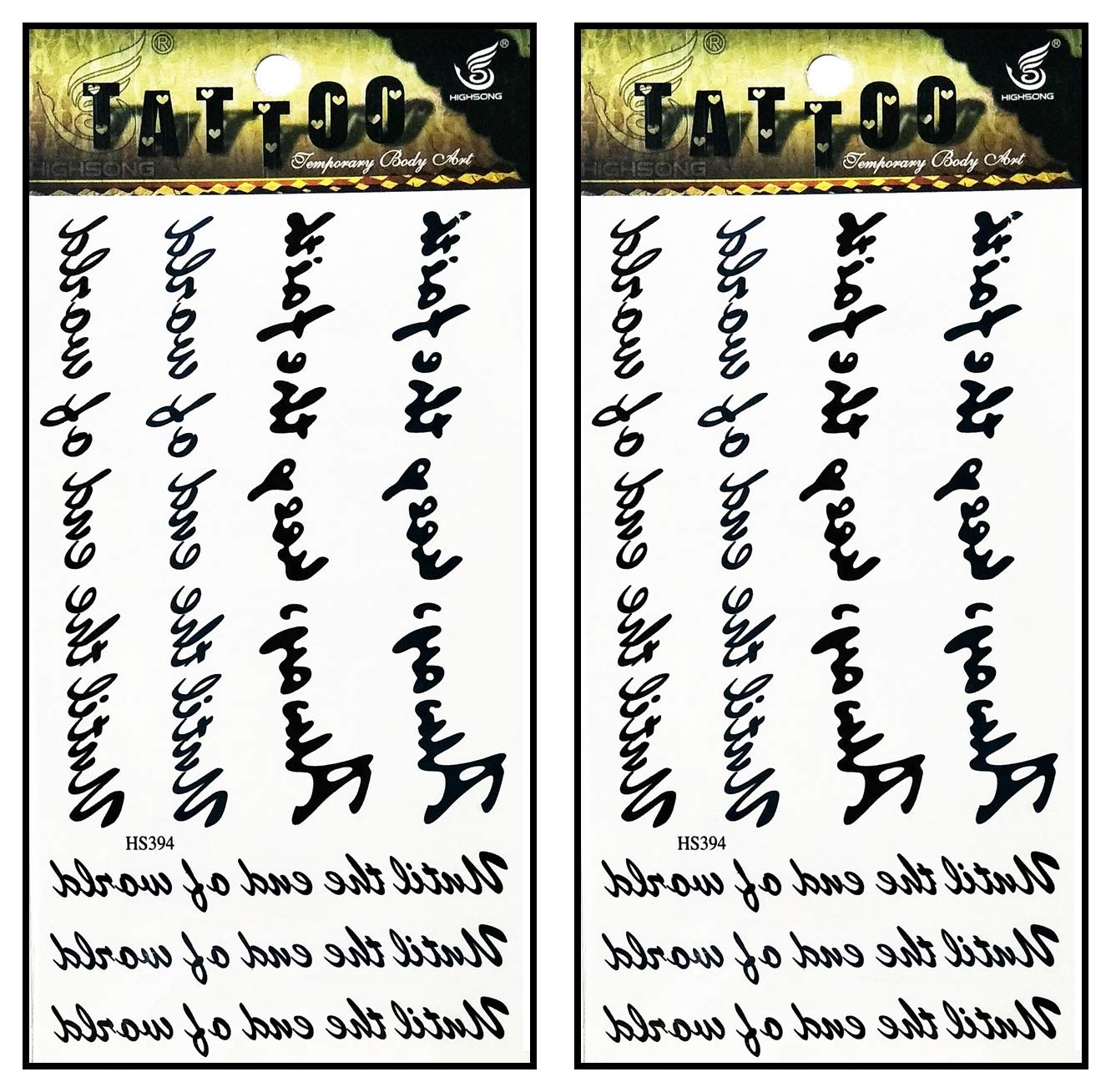 Waterproof Temporary Tattoos - 2 Sheets Mixed Letter Designs for Men, Women & Teens - Perfect for Parties & Events