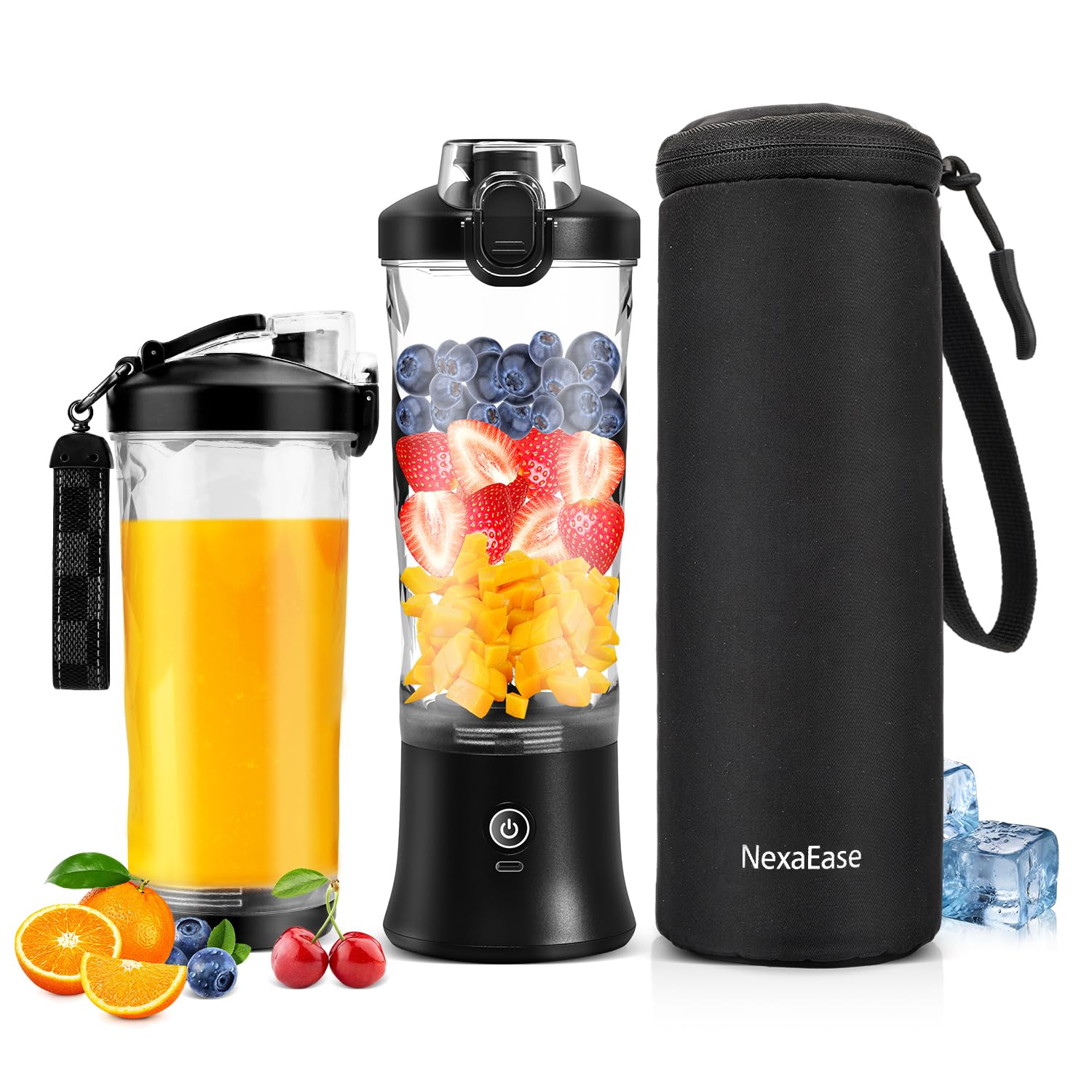 Portable USB Rechargeable Personal Blender 20oz - 6 Blade Travel Smoothie Maker with Insulated Sleeve for Protein Shakes, Juices & Healthy Drinks - Perfect for Gym, Office, Kitchen & Outdoor Activities