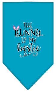 Bunny is My Bestie Screen Print Bandana - Soft Cotton Pet Bandanas in Multiple Colors - Perfect for Dog & Cat Accessories, Pet Parties & Photo Shoots