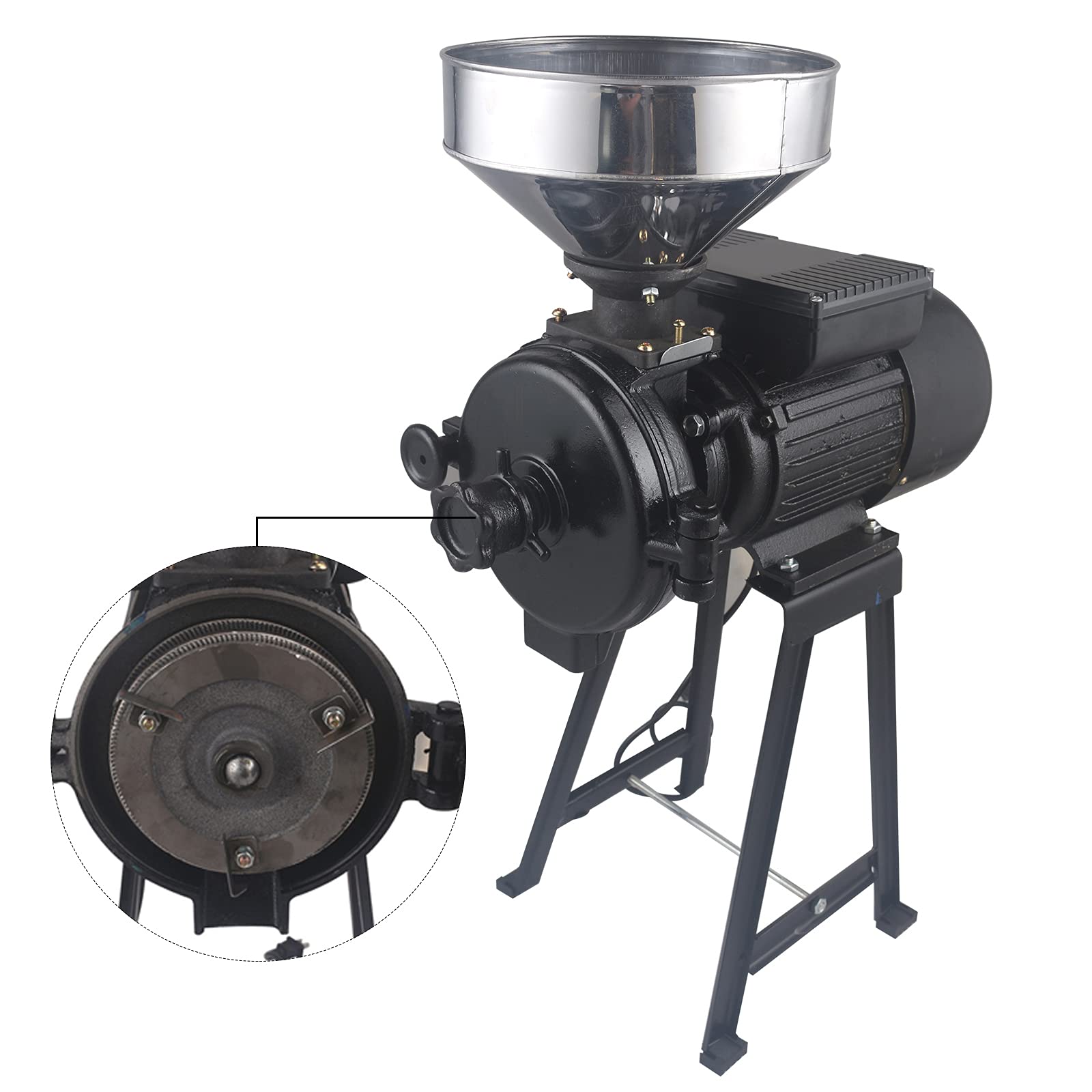 3000W Electric Grain Grinder Mill - Commercial Corn, Wheat & Spice Grinder Machine with Funnel - 110V Flour Mill for Cereals, Beans & Coffee - Perfect for Home Baking, Restaurant & Coffee Shop Use