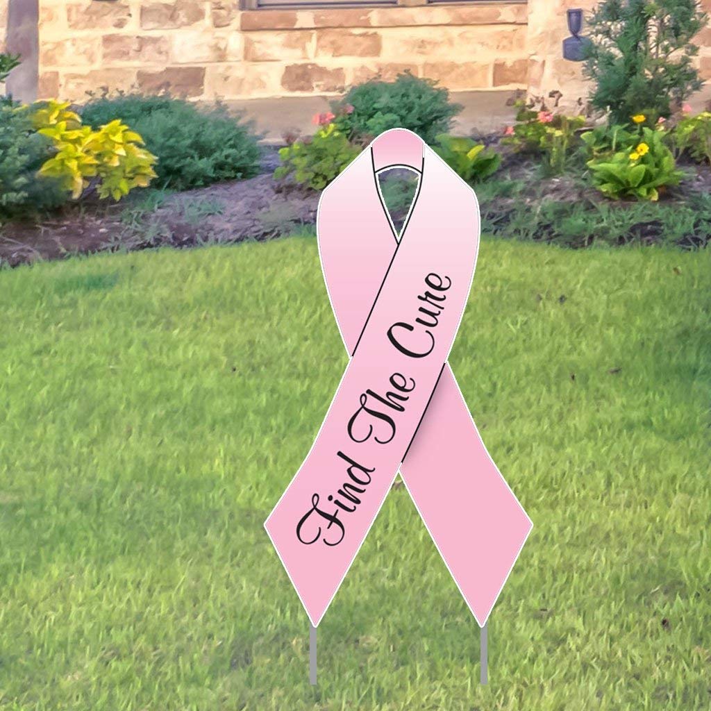 Breast Cancer Awareness Pink Ribbon Yard Signs - 12.8