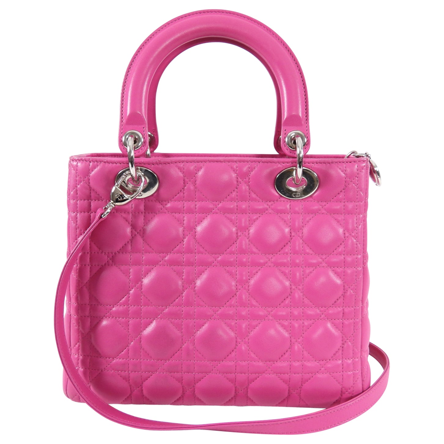 Dior Lady Dior Medium Handbag - Cannage Lambskin Leather in Fuchsia Pink | Luxury Crossbody Bag for Women, Perfect for Parties & Special Occasions