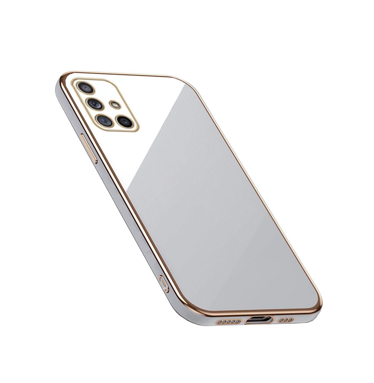 Samsung Galaxy A51 4G Phone Case - Cute Luxury Electroplated TPU Cover with Full Camera Protection & Shockproof Bumper (White) | Perfect for Everyday Use, Travel & Outdoor Activities