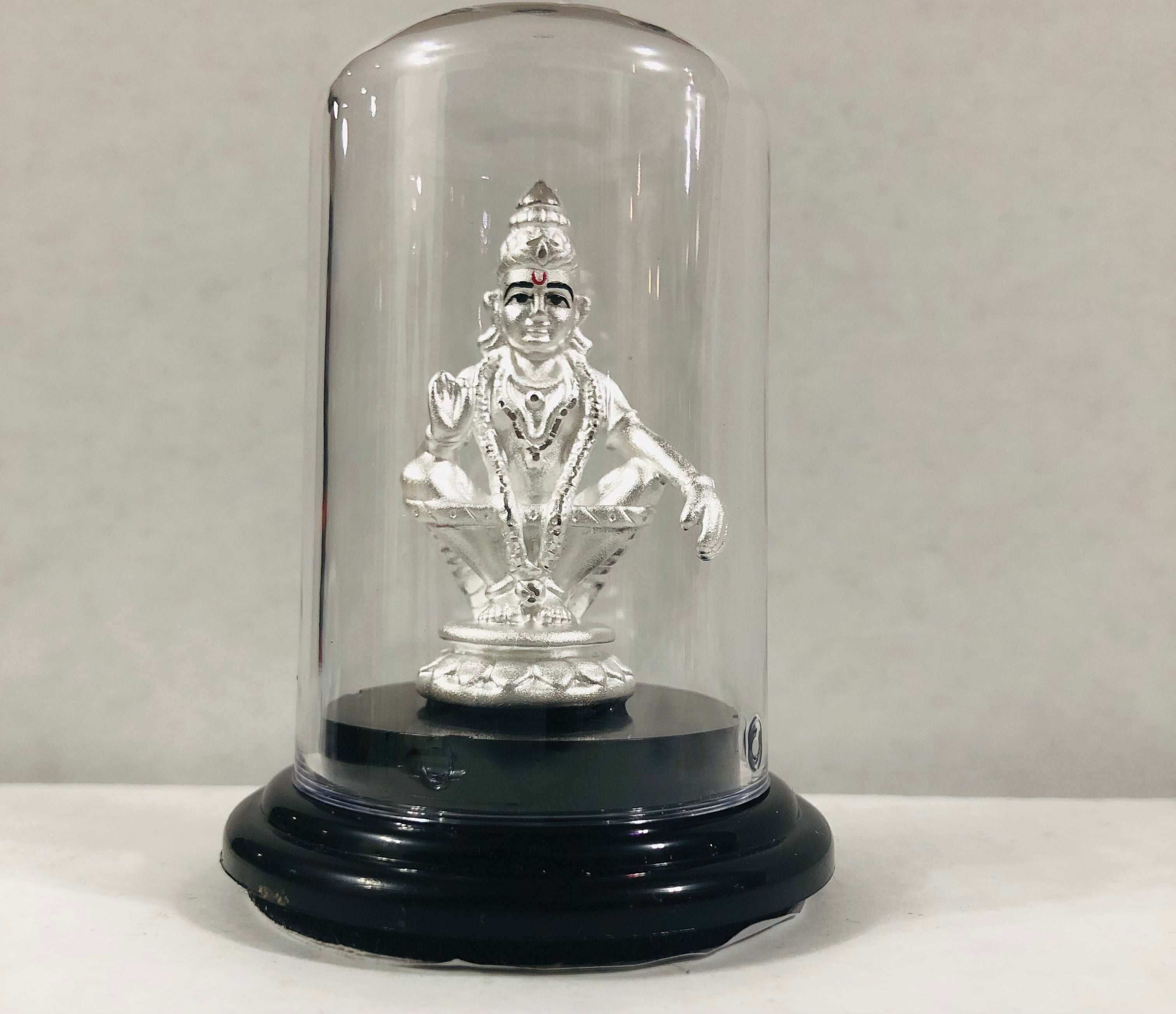 999 Pure Silver Round Ayyappa Ji Idol - Authentic Handmade Hindu God Statue for Pooja, Home Altar & Spiritual Decor