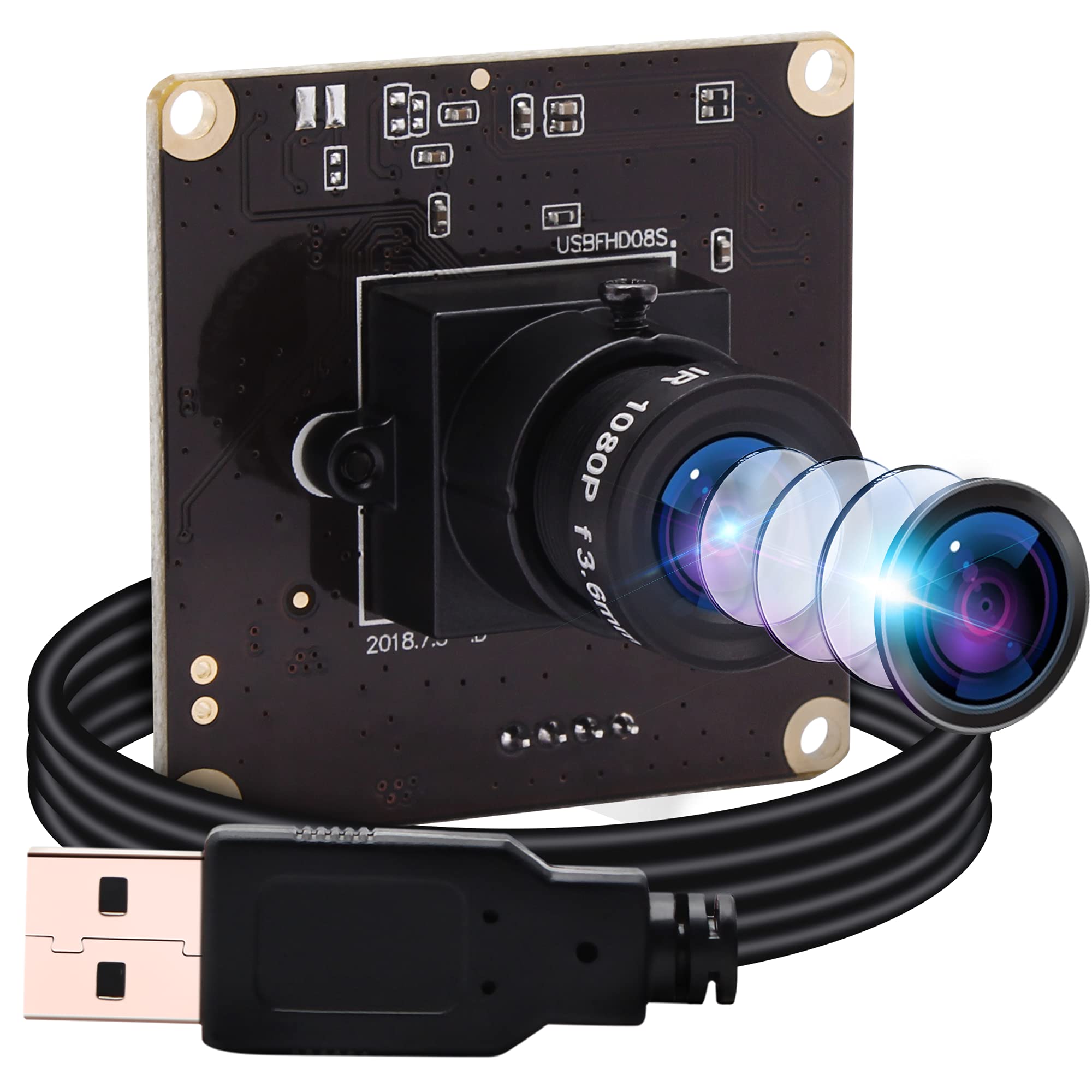 ELP 2MP USB UVC Camera - 260fps High Speed, 36° No Distortion Lens, Plug & Play Industrial Webcam for Lightburn, Raspberry Pi, Jetson Nano - Perfect for CNC Laser Engraving, 3D Printing & Computer Vision Projects