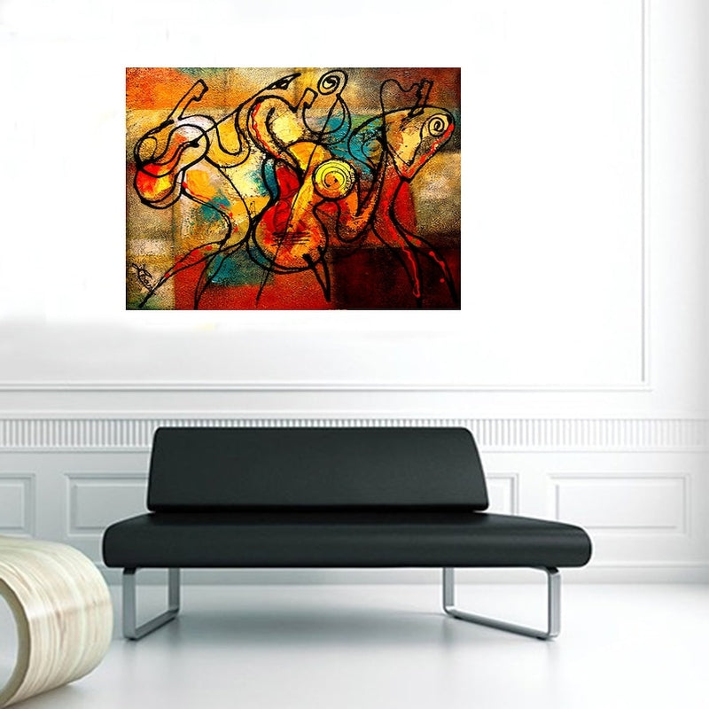 Abstract Musicians Wall Art - Modern Canvas Painting for Home & Office Decor - Perfect for Living Room, Bedroom, Music Studio