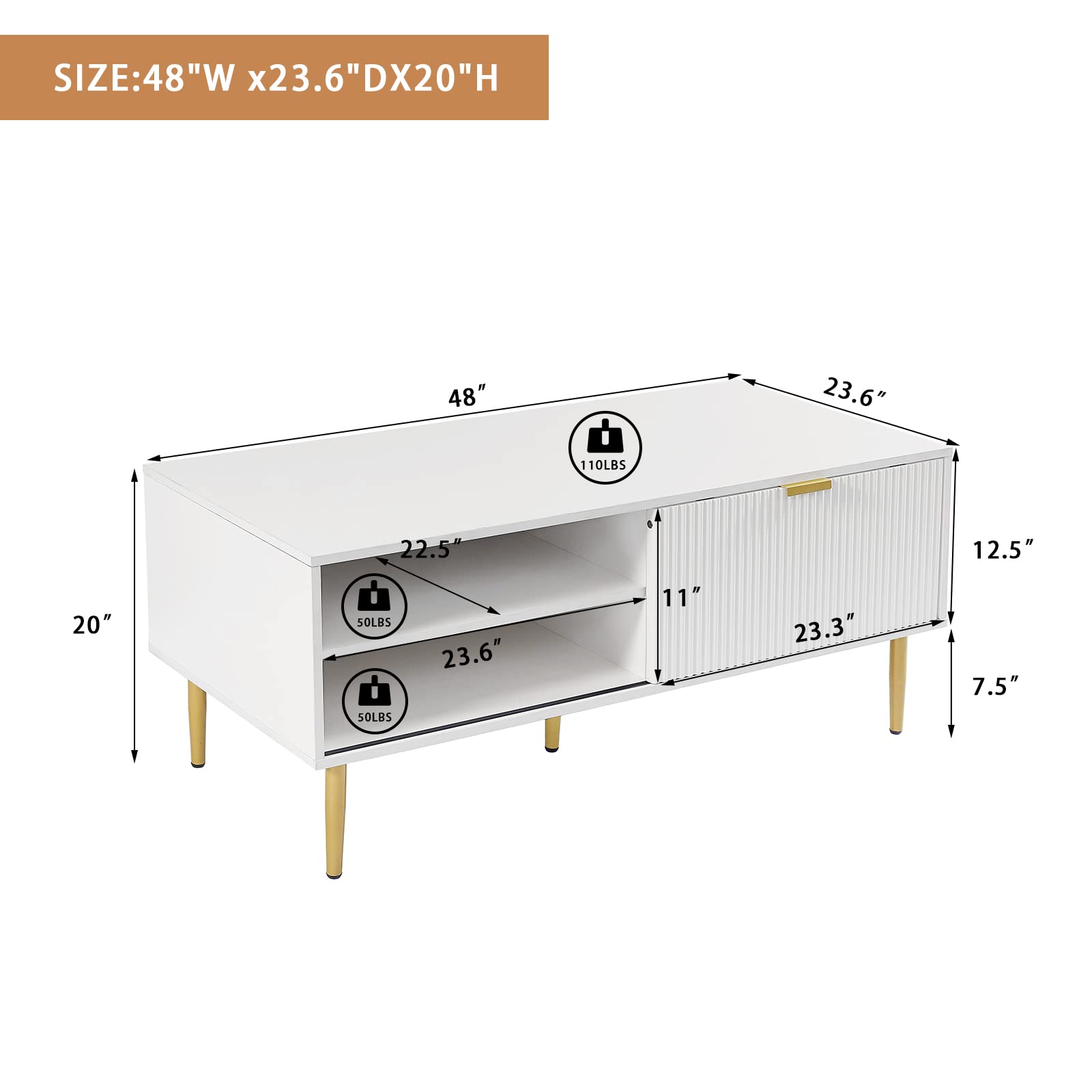 Modern White Coffee Table 48
