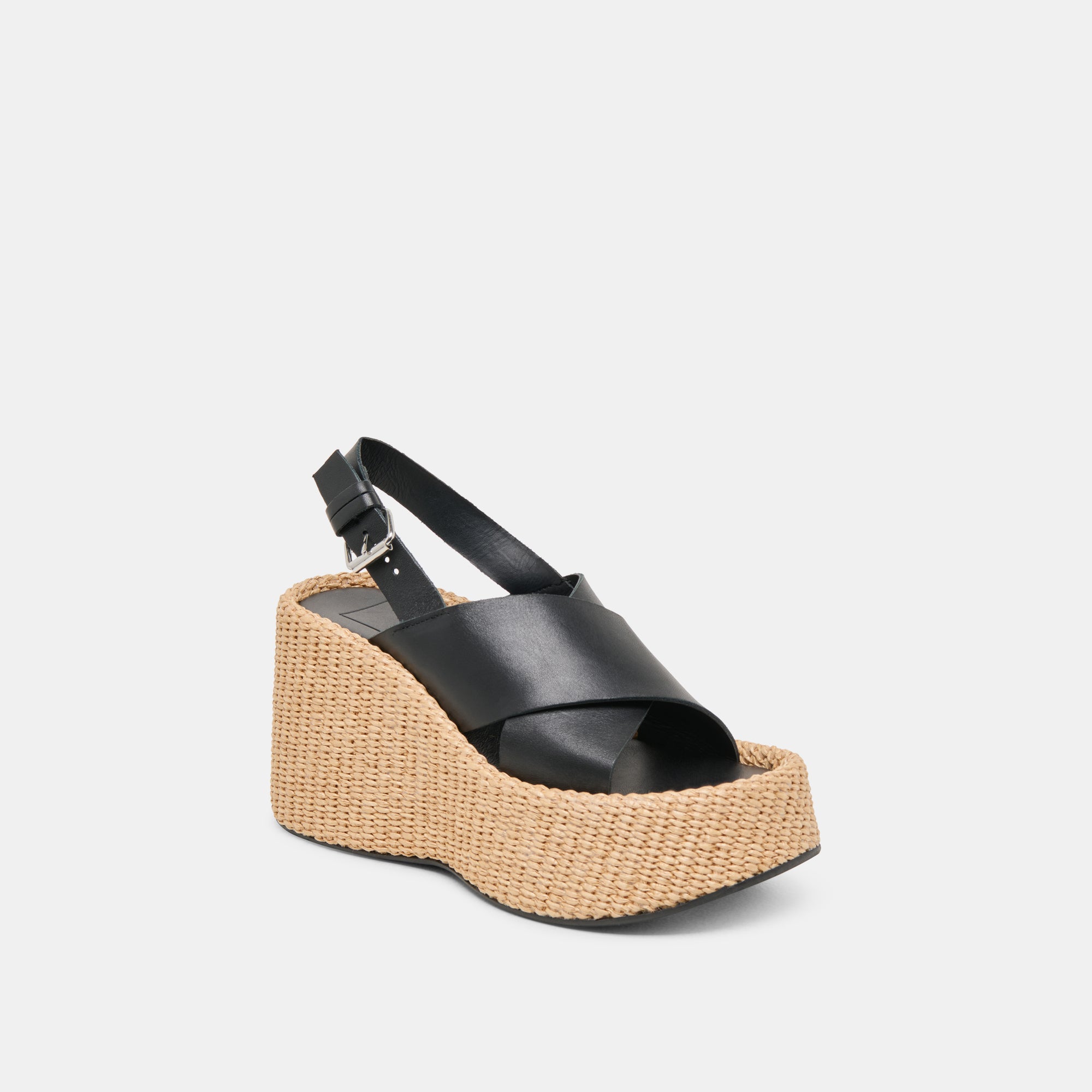 SKYLAR Women's Black Leather Wedge Sandals - Comfortable & Stylish Shoes for Casual Outings, Work, and Summer Wear