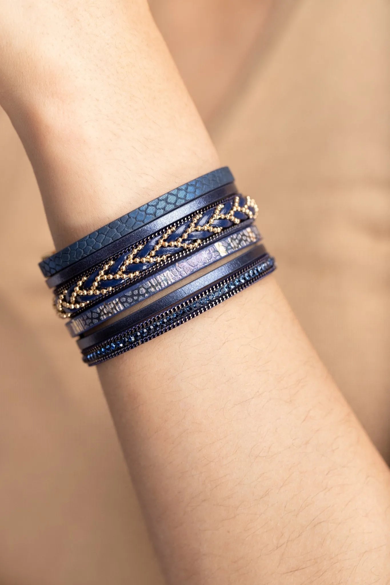 Braided Leather Multi Strand Bracelet for Women - Handmade Boho Style Adjustable Wrap Bracelet - Perfect for Casual Wear, Festivals, and Gift Giving