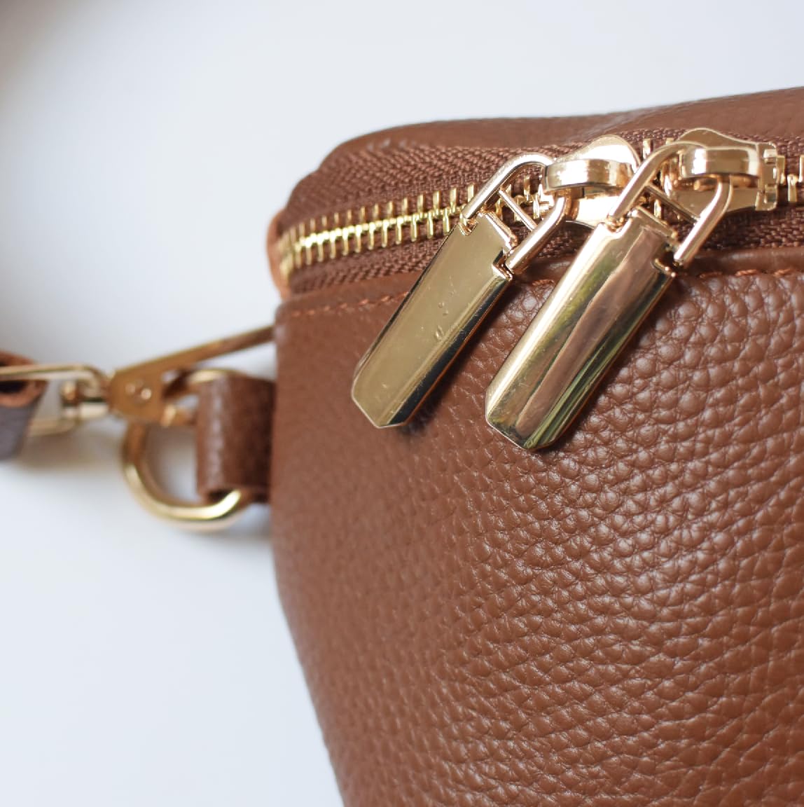 Trendy Women's Leather Fanny Pack Crossbody Bag - Small Sling Purse for Travel, Hiking & Everyday Use - Nutmeg Color Belt Bag (Vacation Essentials)