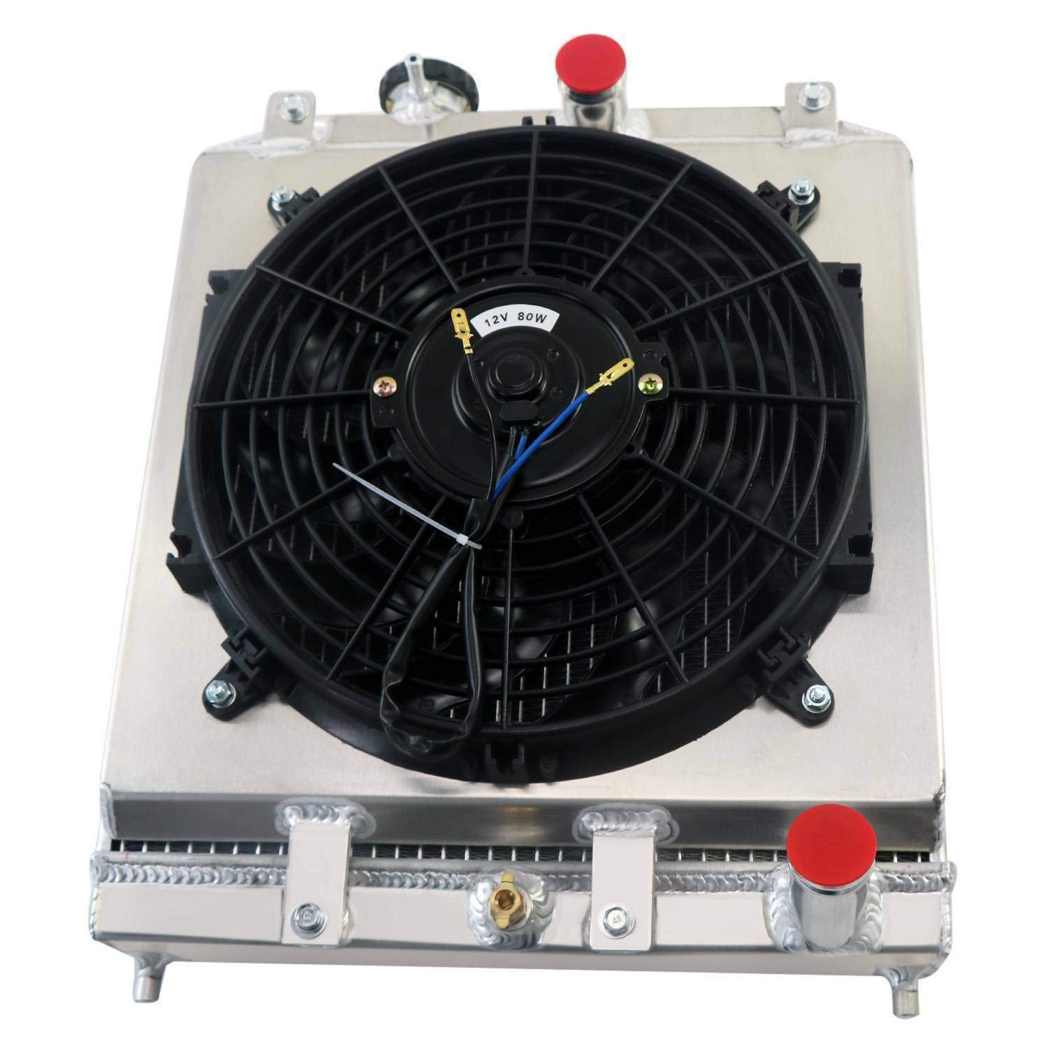 CoolingCare All Aluminum 2-Row Core Radiator with 12-Inch Fan Shroud & Relay Kits - Compatible with Acura Integra/Honda Civic Del Sol EJ EK EG DB DC (1992-2001 MT) - Perfect for Engine Cooling & Performance Upgrades