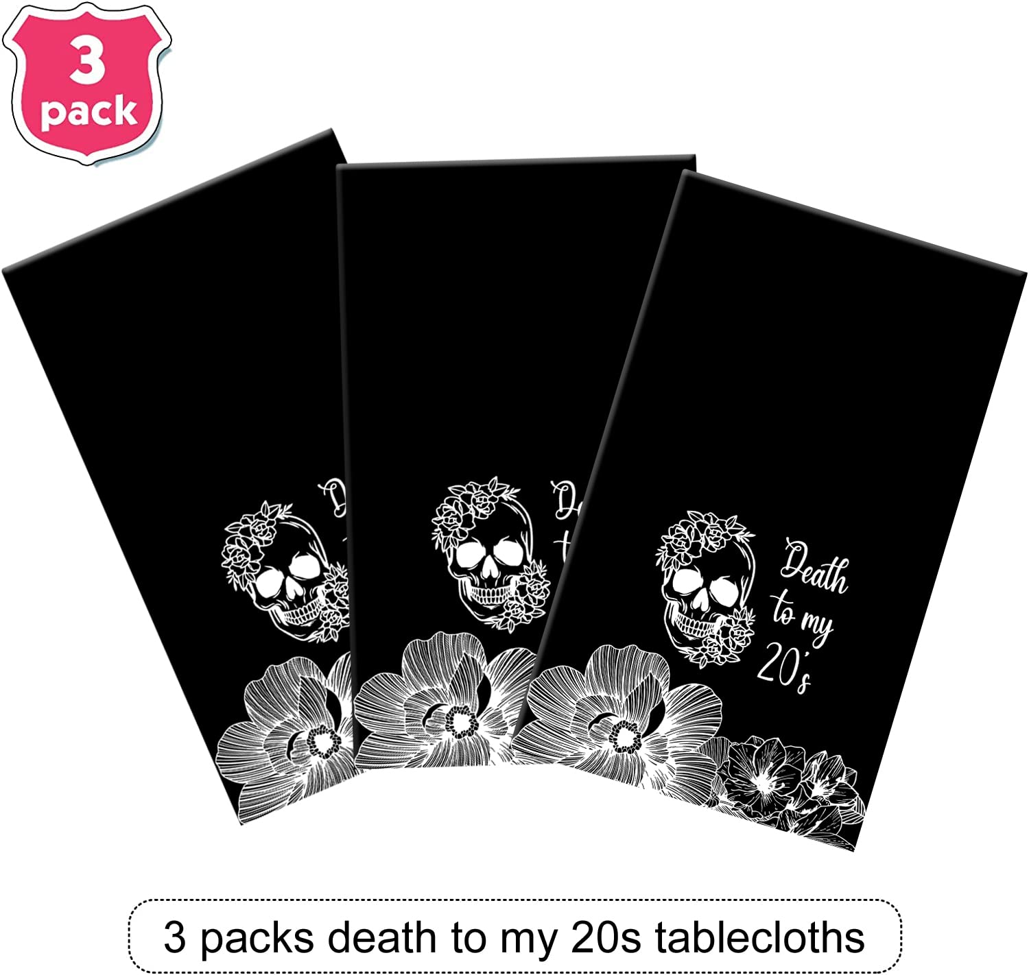 Death To My 20s & RIP To My 20s Tablecloths - 30th Birthday Party Decorations for Women - 3 Pack Set - Perfect for 30th Birthday Celebrations, Milestone Parties & Fun Adult Gatherings