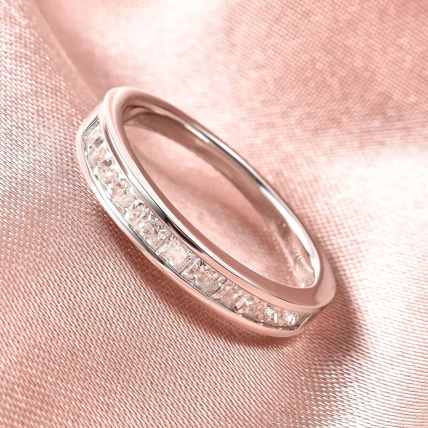 Moissanite Half Eternity Band Ring for Women - 925 Sterling Silver Promise & Engagement Ring - Perfect for Anniversary, Wedding, Birthday Gifts - Elegant Jewelry for Special Occasions