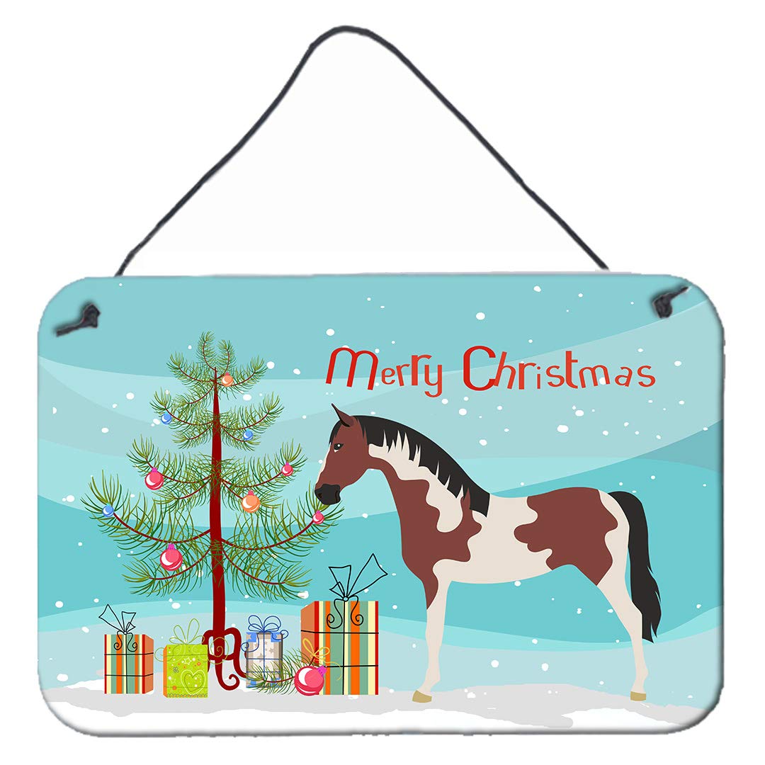 Pinto Horse Christmas Wall Decor - Teal Aluminum Metal Sign for Kitchen, Bar, Bathroom - 8x12 Inch Multicolor Holiday Home Decoration - Perfect for Farmhouse, Western & Rustic Style Interiors