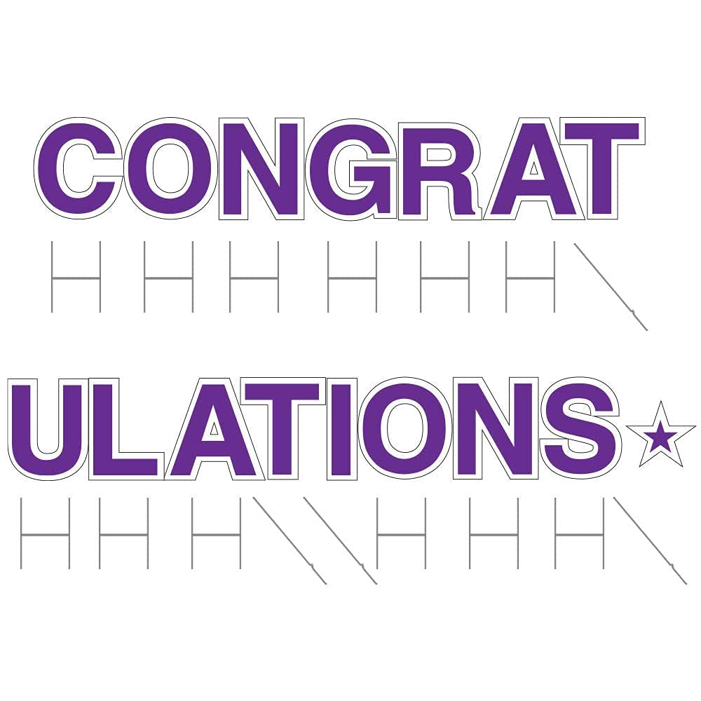 Vispronet 18in Tall Purple Congratulations Yard Sign with Stakes - Weather-Resistant Outdoor Decor for Graduations, Birthdays & Special Occasions - Durable Steel Stakes for Garden & Lawn Decorations