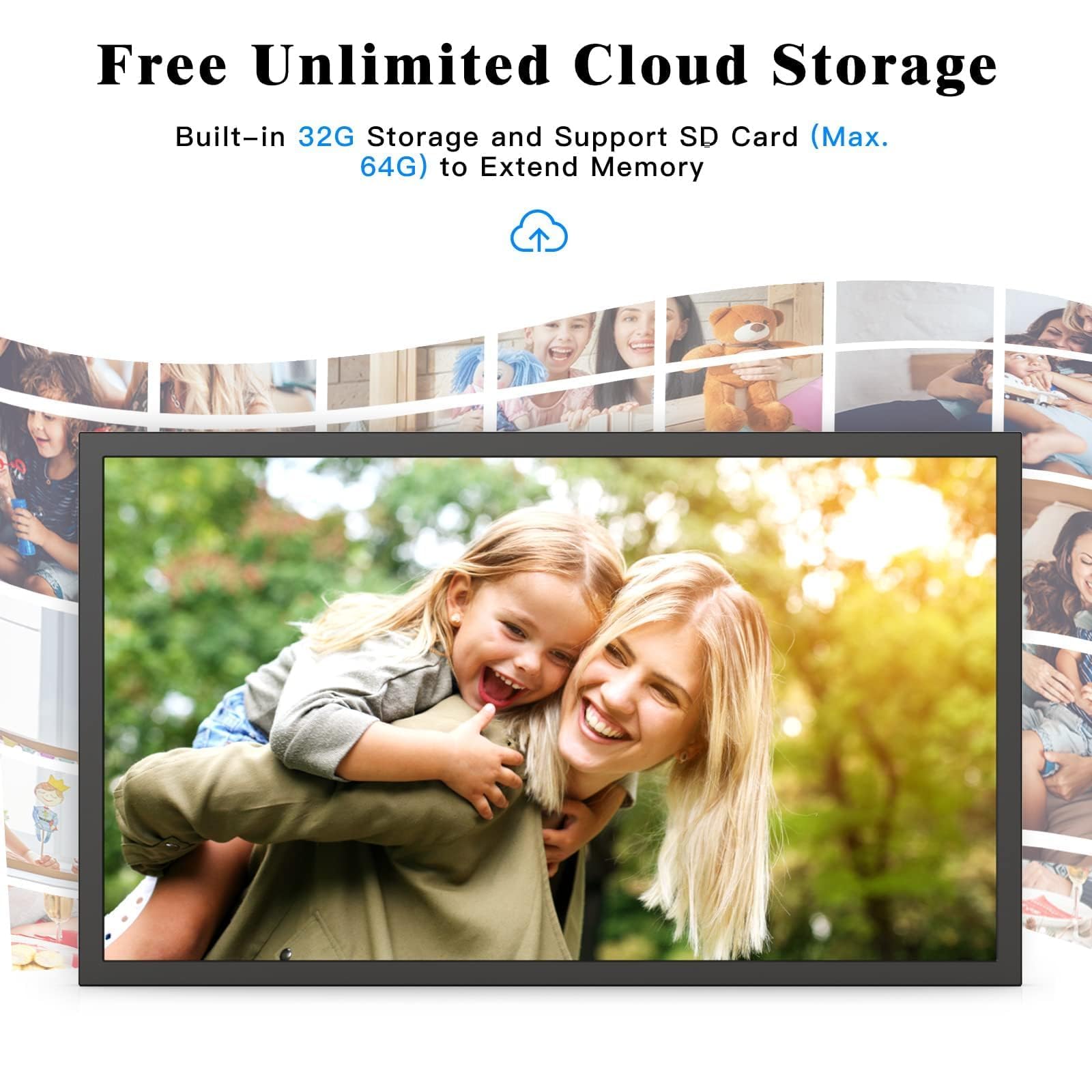 21.5-inch Large Digital Picture Frame with WiFi & Smartphone Mirroring - 5G/2.4G Dual Band, App & Email Photo Sharing, Auto Light Sensor - Perfect Gift for Grandparents, Home Decor & Family Photo Display