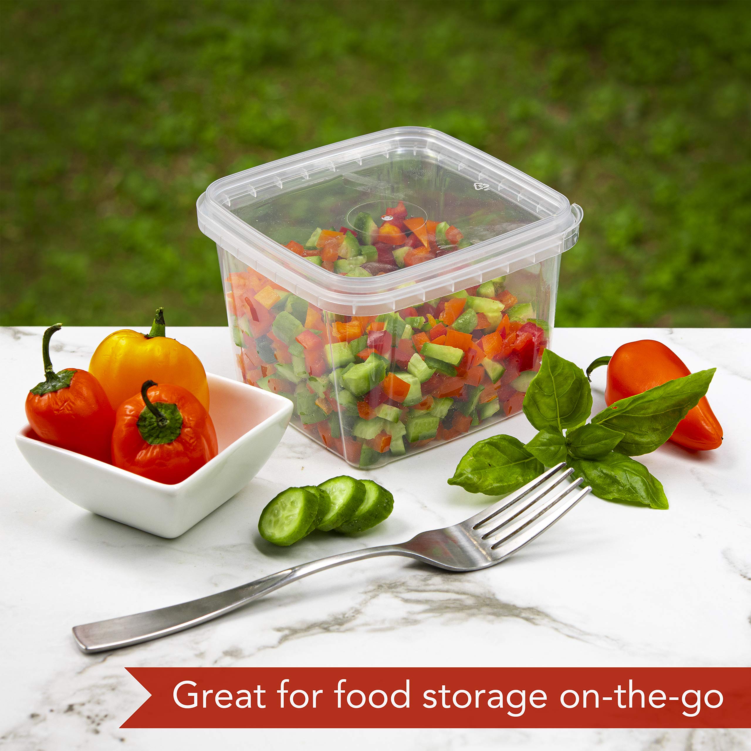 NYHI 16 oz. 20 Pack Square Clear Deli Containers with Lids - BPA Free Disposable Plastic Food Storage Containers - Airtight Meal Prep & Takeout Containers for Kitchen, Restaurant, Catering & Leftovers