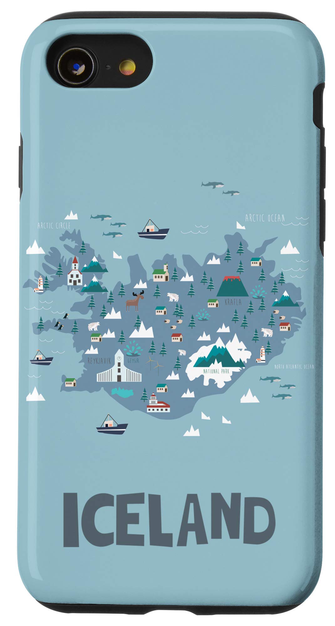 Premium iPhone SE (2020) / 7 / 8 Iceland Map Design Phone Case - Durable Protective Cover with Scratch Resistance for Travel & Outdoor Adventures