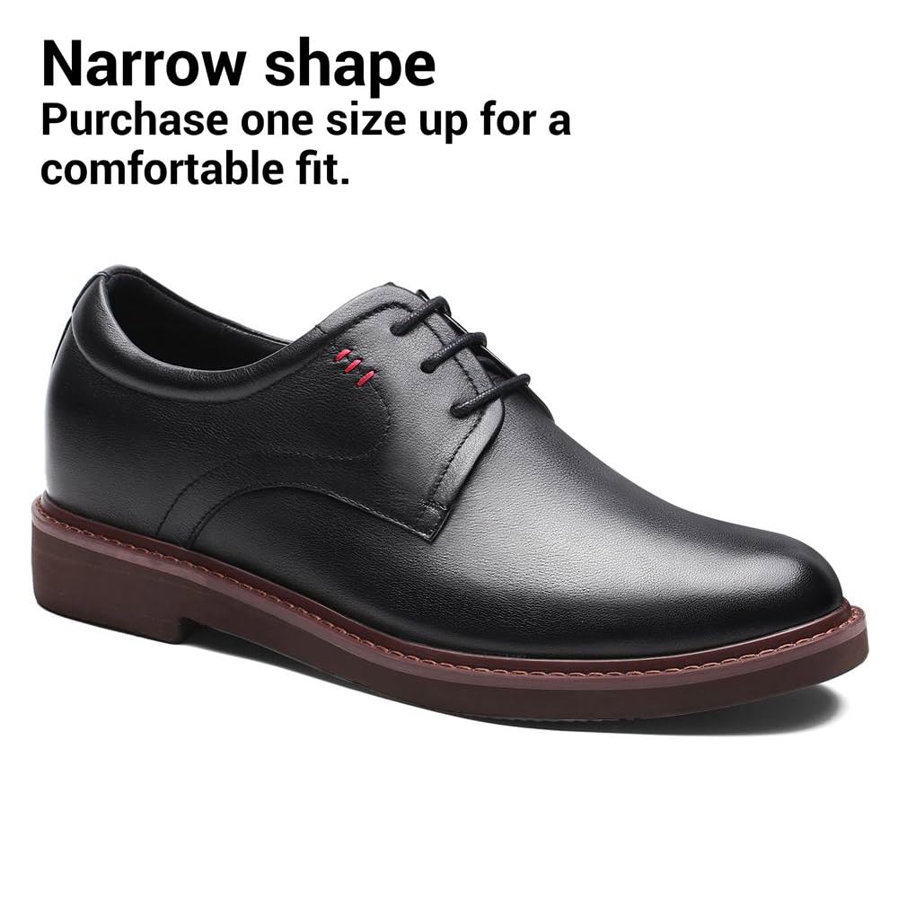 CHAMARIPA Men's Invisible Height Increasing Elevator Shoes - Lace Up Leather Formal Oxford Dress Shoes for Wedding, Business & Tuxedo Outfits | Comfortable Lift Shoes to Make You Taller Instantly