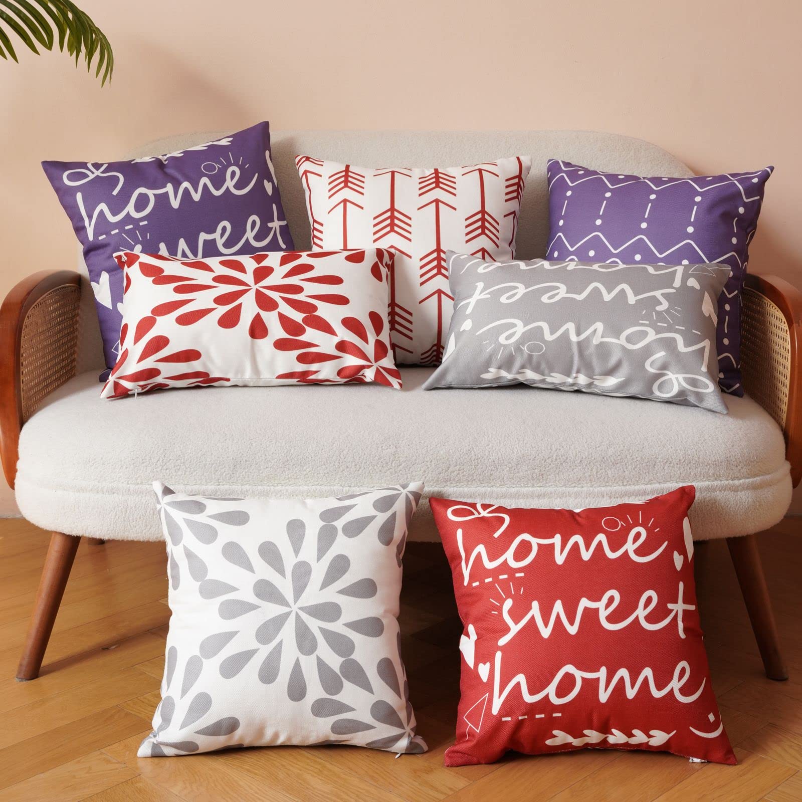 16x16 Inch Pillow Covers Set of 4 with Zippers - Decorative Linen Cushion Cases for Couch, Sofa & Bed (40x40 cm) - Farmhouse Style Home Decor for Living Room, Bedroom & Guest House