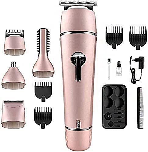 Professional Electric Hair Clipper Kit - Rechargeable Lithium Battery, Full Body Grooming Set with Nose & Body Trimmer, Universal for Men & Women (Pink) - Perfect for Home Haircuts, Beard Trimming & Personal Grooming