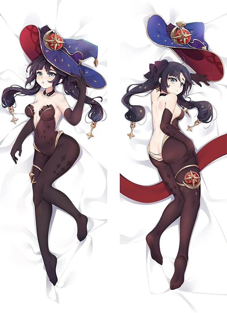 Genshin Impact Mona Anime Body Pillow Cover - Double-Sided 2-Way Tricot & Peach Skin Pillowcase for Anime Fans - Perfect for Cosplay, Gaming Room Decor, and Anime Collectors