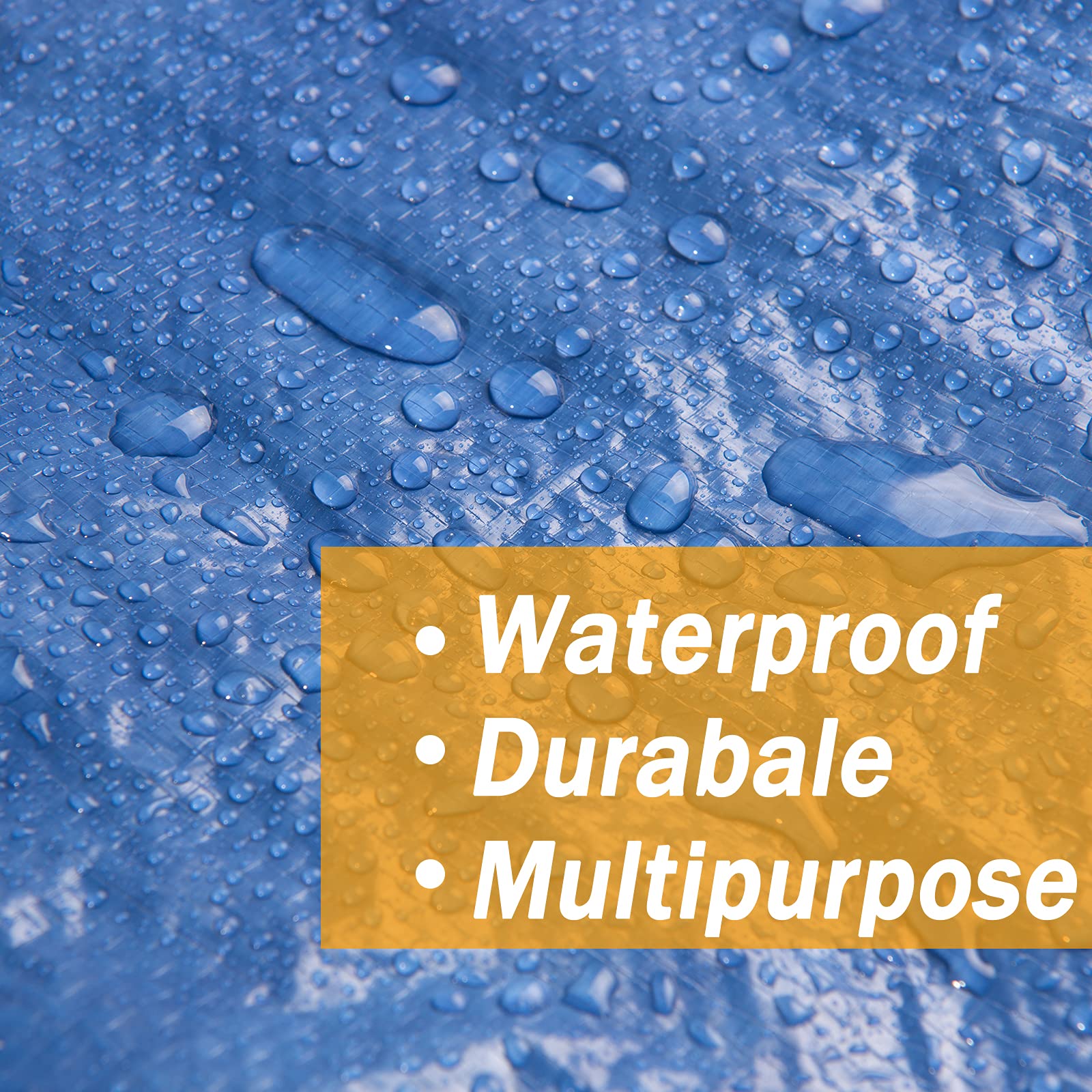 Heavy Duty Waterproof Poly Tarp 50x100ft - Blue Outdoor Cover for Roof, Camping, Patio & More | Durable Protection Against Rain, Sun & Wind